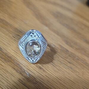 Garden Quartz Silver Adjustable Ring